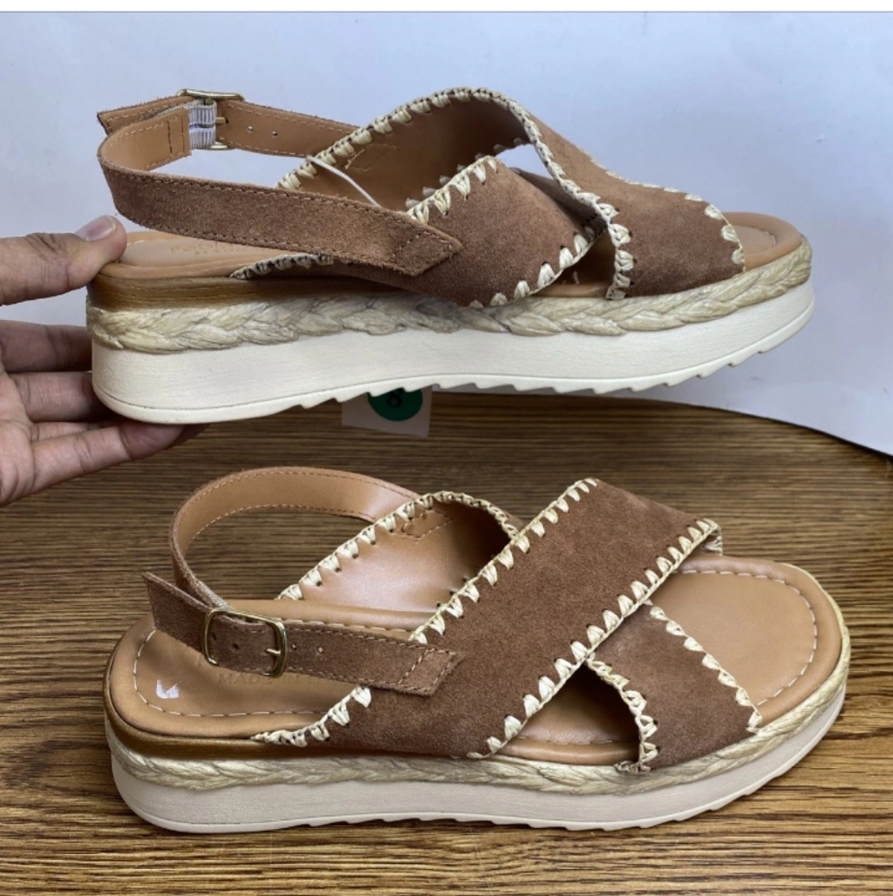 Fabio Maggenti Leather Platform Wedge Sandals Slingback Women's 8M Made In Italy